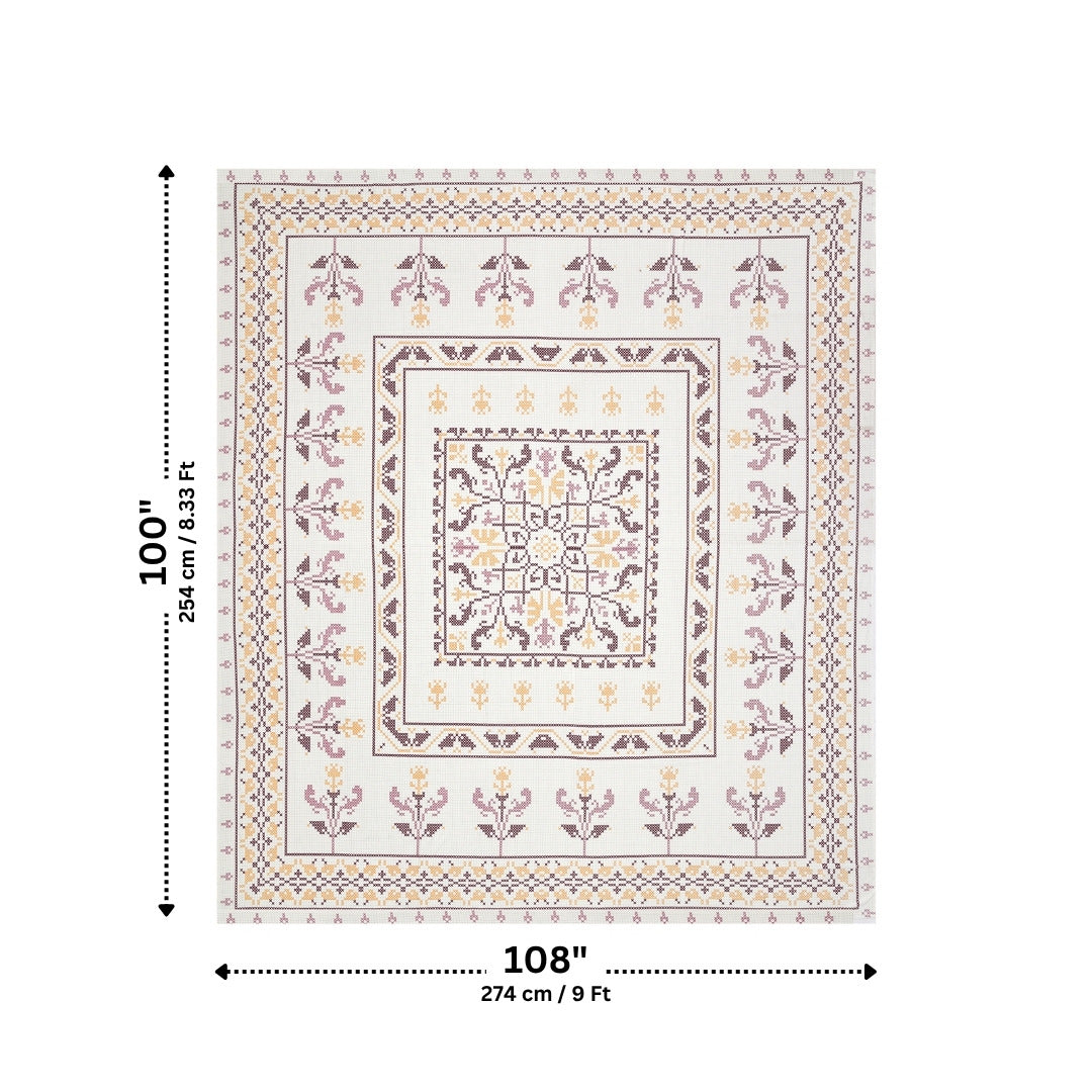Regal Tulip Mauve & Wine Pure Cotton King Size Bedsheet