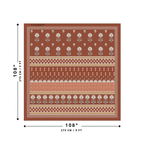 Heritage Bloom Edition Terracotta Rust Premium Pure Cotton King Size Bedsheet