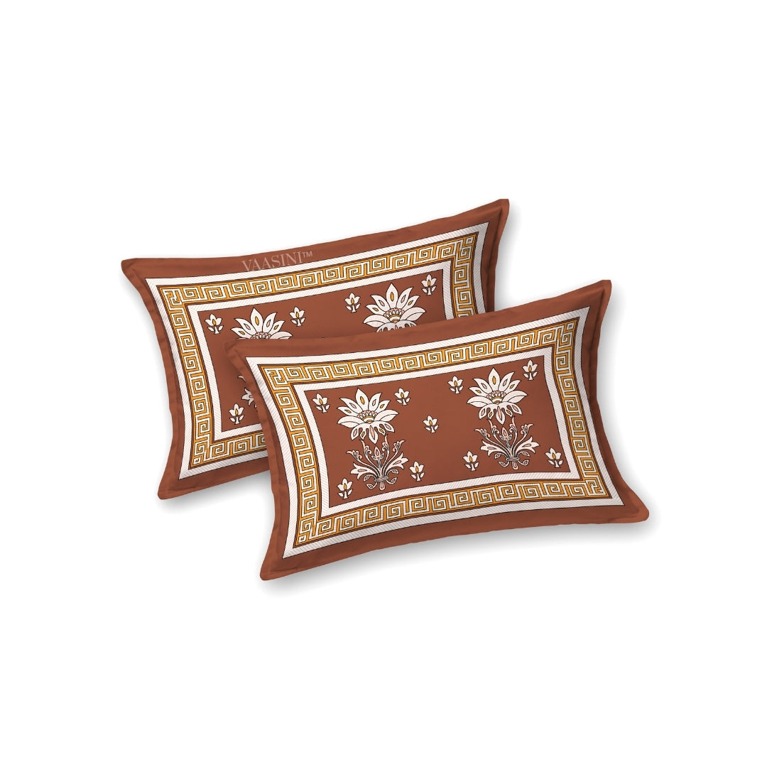 Heritage Bloom Edition Terracotta Rust Premium Pure Cotton King Size Bedsheet