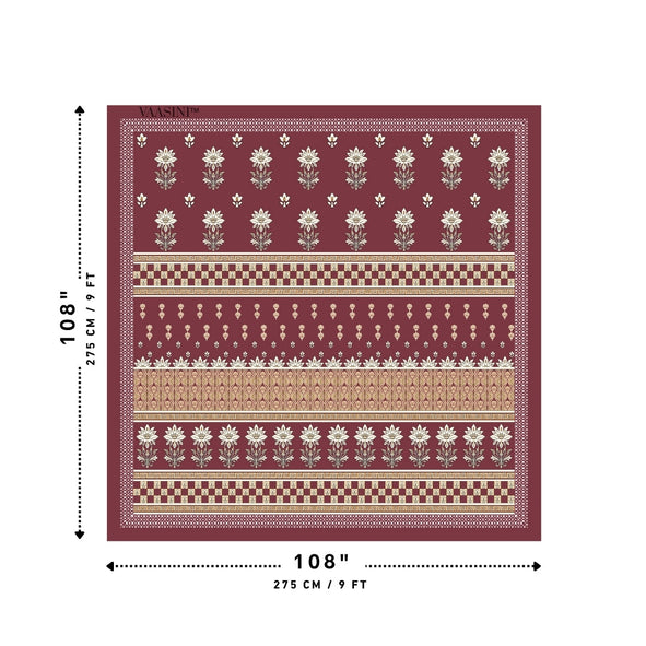 Heritage Bloom Edition Rich Wine Burgundy Premium Pure Cotton King Size Bedsheet