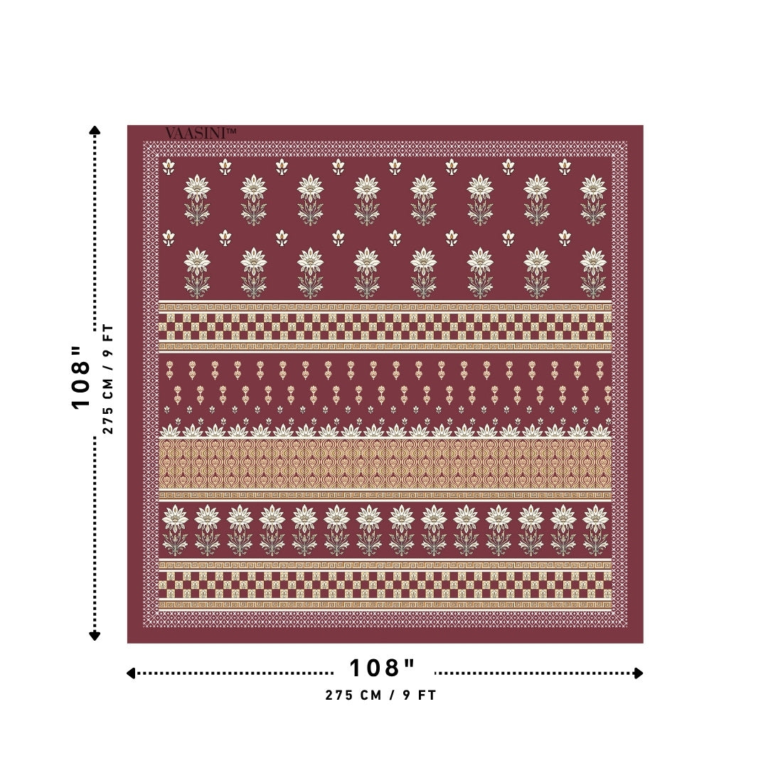 Heritage Bloom Edition Rich Wine Burgundy Premium Pure Cotton King Size Bedsheet