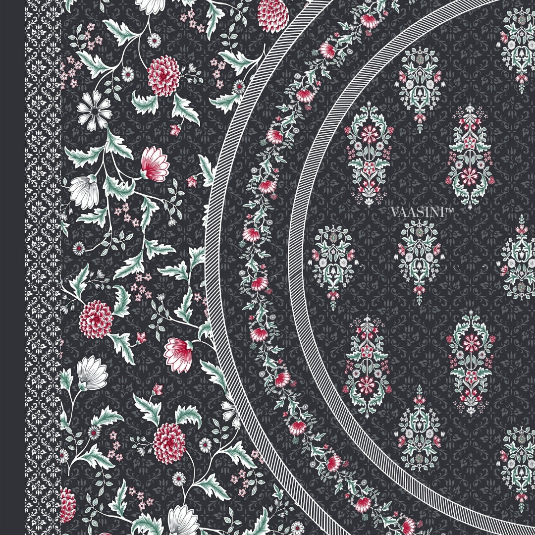 Shahi Darbar Central Medallion Deep Ink Navy Premium Pure Cotton King Size Bedsheet