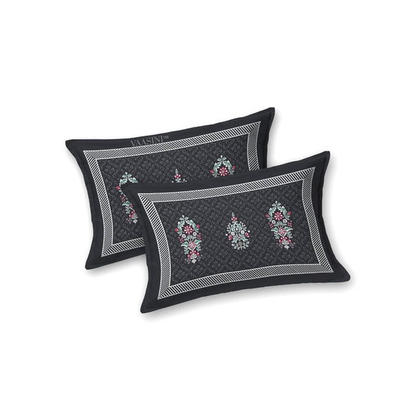 Shahi Darbar Central Medallion Deep Ink Navy Premium Pure Cotton King Size Bedsheet