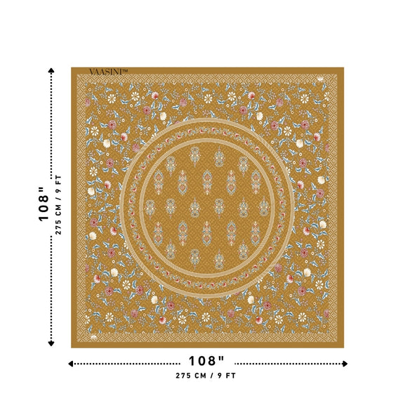 Shahi Darbar Central Medallion Roasted Amber Premium Pure Cotton King Size Bedsheet