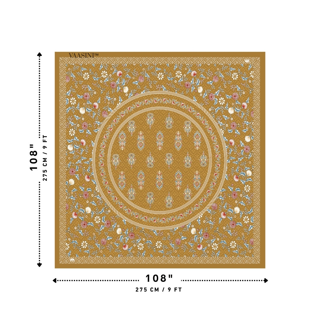 Shahi Darbar Central Medallion Roasted Amber Premium Pure Cotton King Size Bedsheet