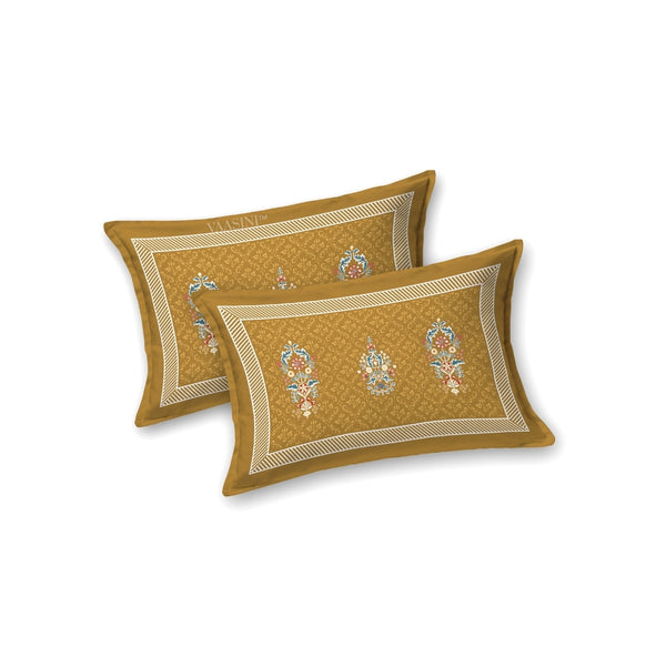 Shahi Darbar Central Medallion Roasted Amber Premium Pure Cotton King Size Bedsheet
