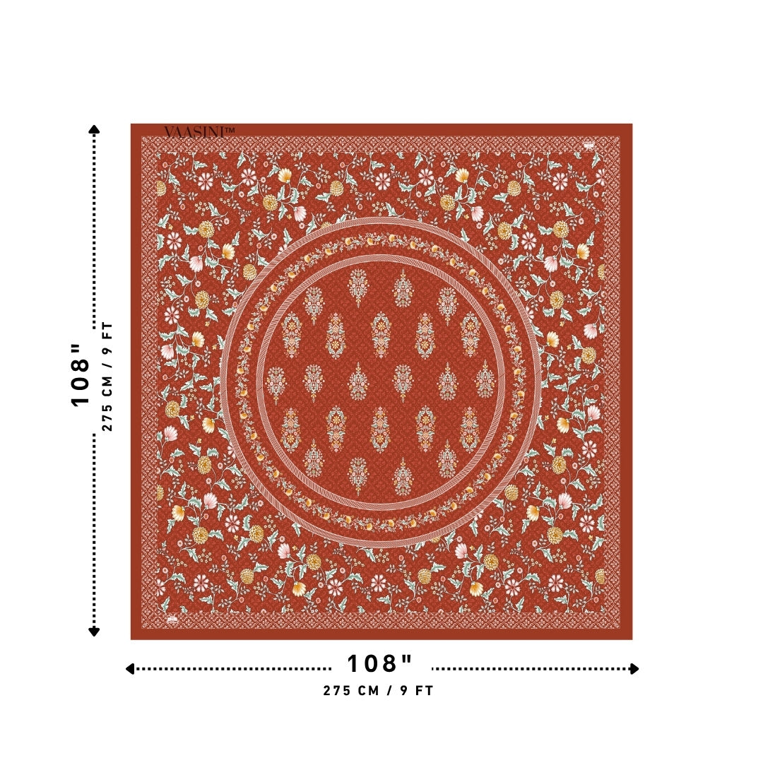 Shahi Darbar Central Medallion Tuscan Ruby Premium Pure Cotton King Size Bedsheet