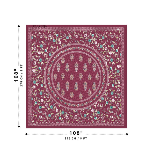 Shahi Darbar Central Medallion Berry Maroon Premium Pure Cotton King Size Bedsheet