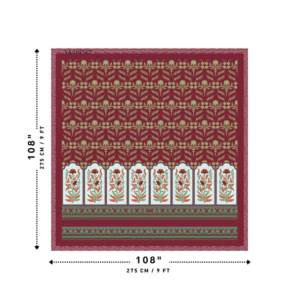 Mehrab Botanical Panel Velvet Mulberry Premium Pure Cotton King Size Bedsheet