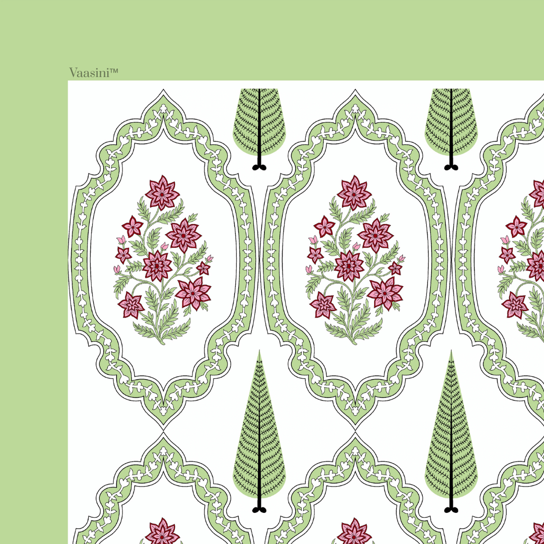Gulabi Arches Mint Green Pure Cotton 300 TC King Size Bedsheet