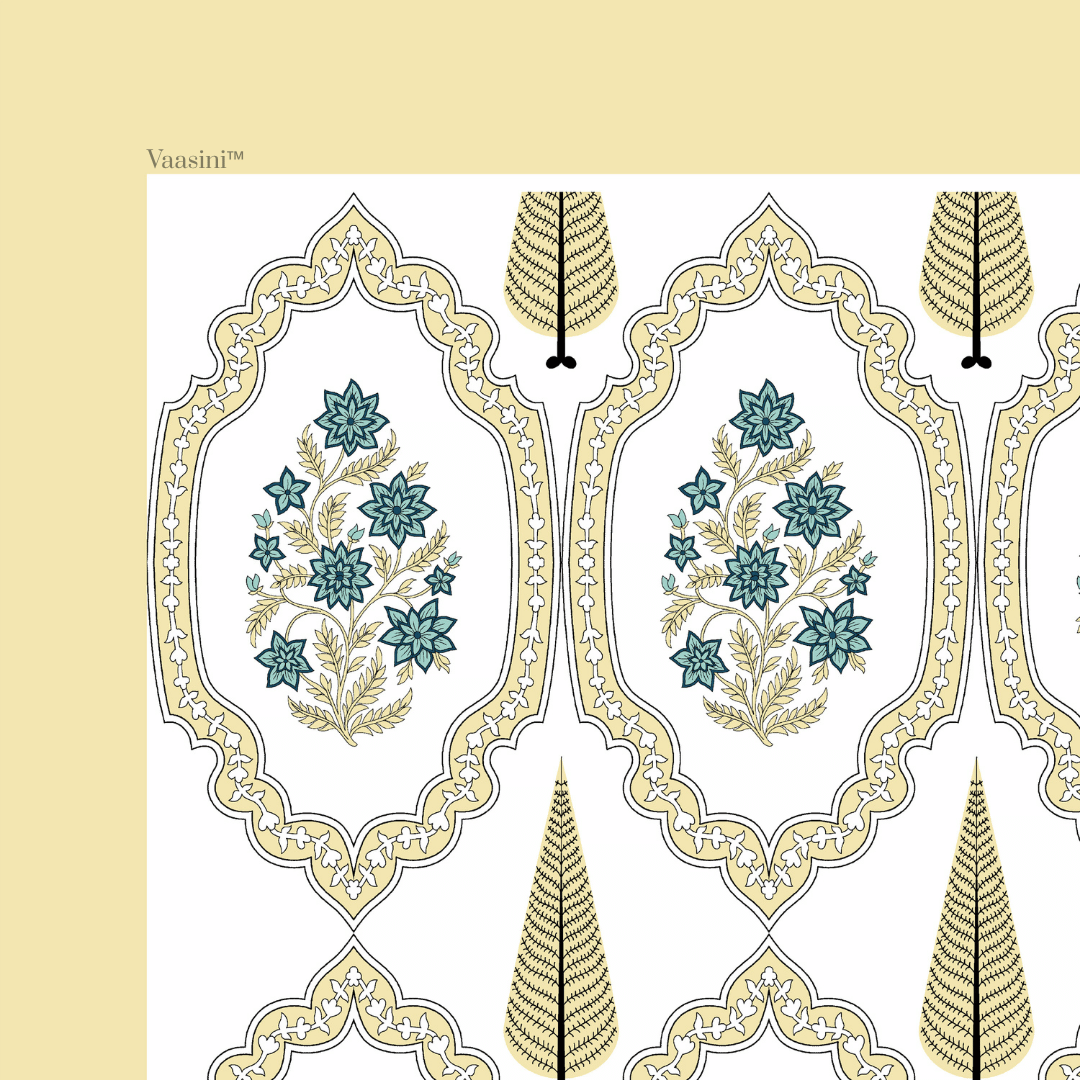 Gulabi Arches Vintage Gold Pure Cotton 300 TC King Size Bedsheet