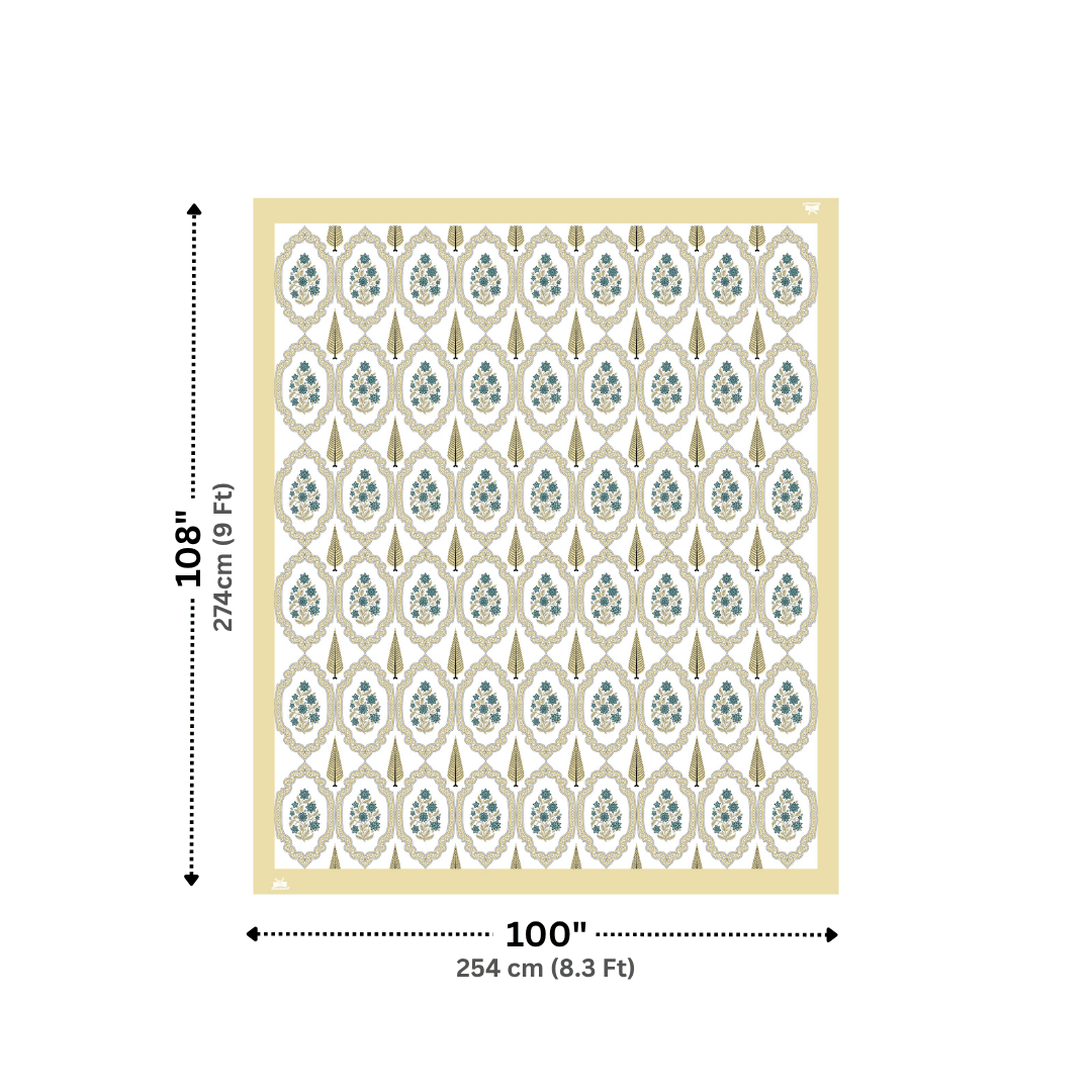 Gulabi Arches Vintage Gold Pure Cotton 300 TC King Size Bedsheet