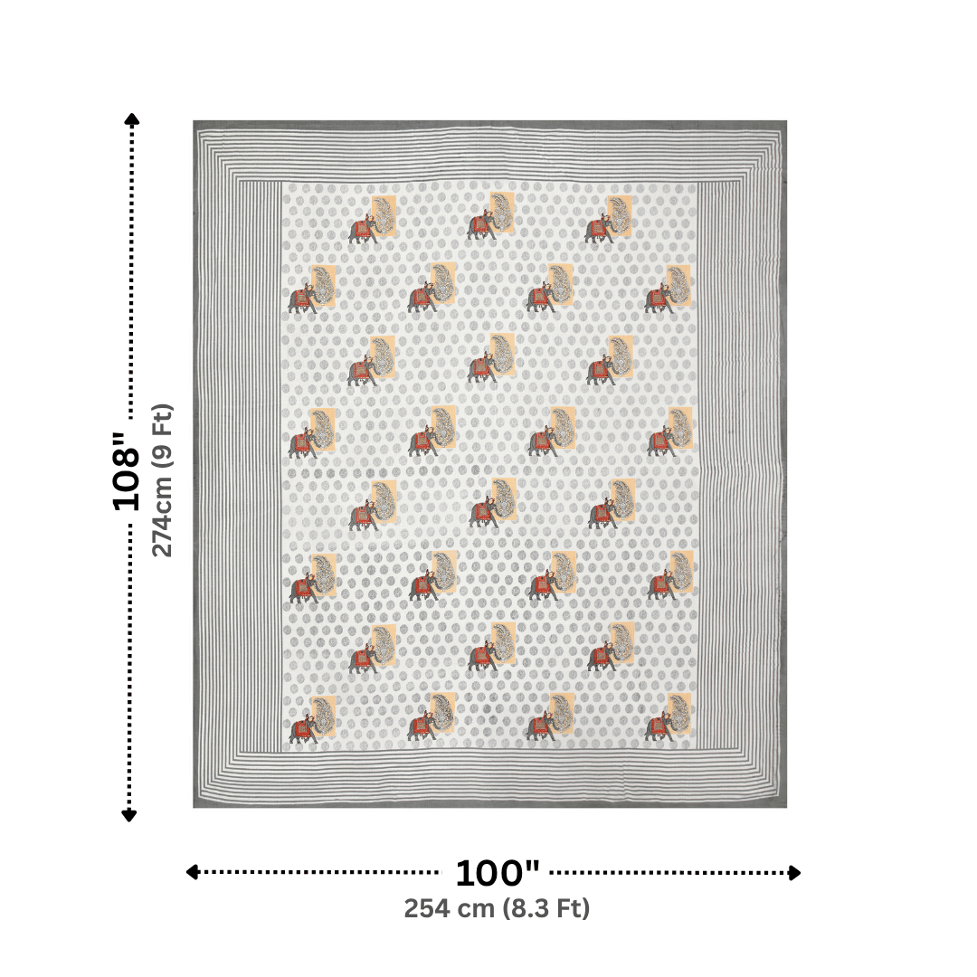 Shikargah Heritage Slate Grey Pure Cotton 300 TC King Size Bedsheet