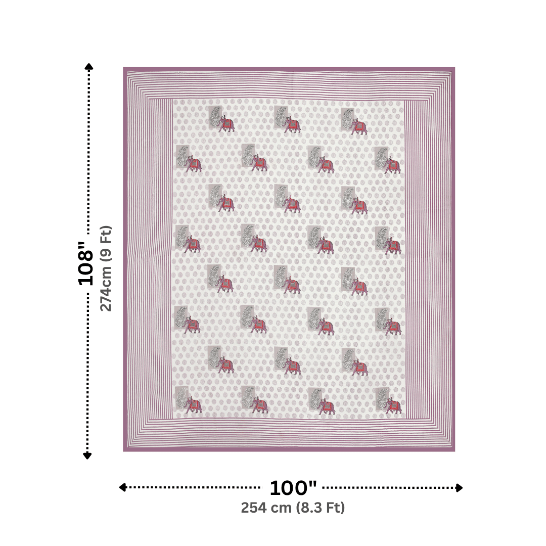 Shikargah Heritage Onion Pink Pure Cotton 300 TC King Size Bedsheet