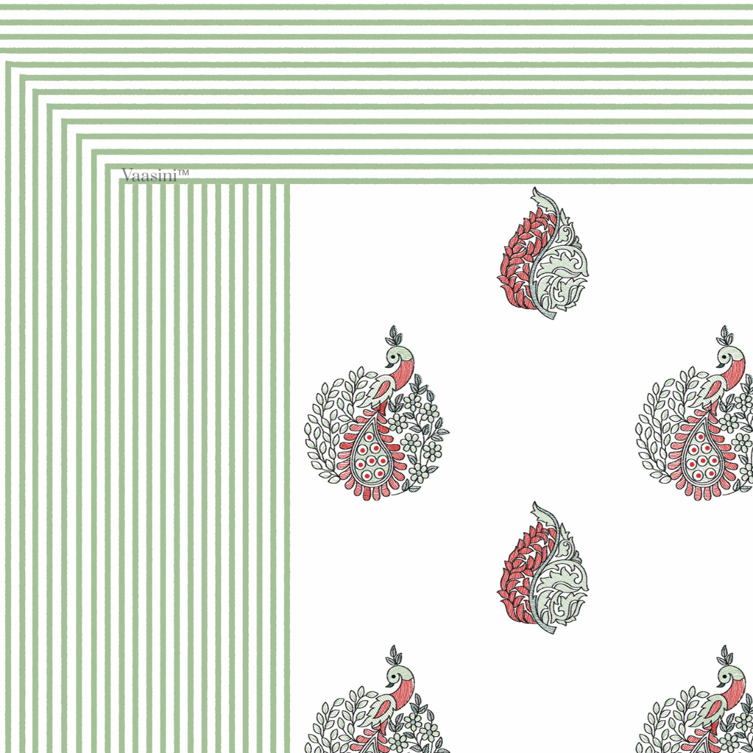 Nirvana Palms Sage Green Pure Cotton 300 TC King Size Bedsheet