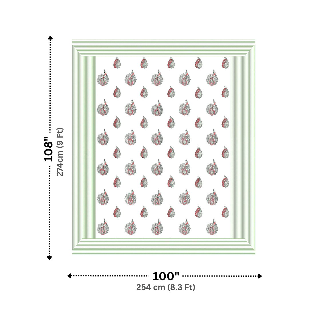 Nirvana Palms Sage Green Pure Cotton 300 TC King Size Bedsheet