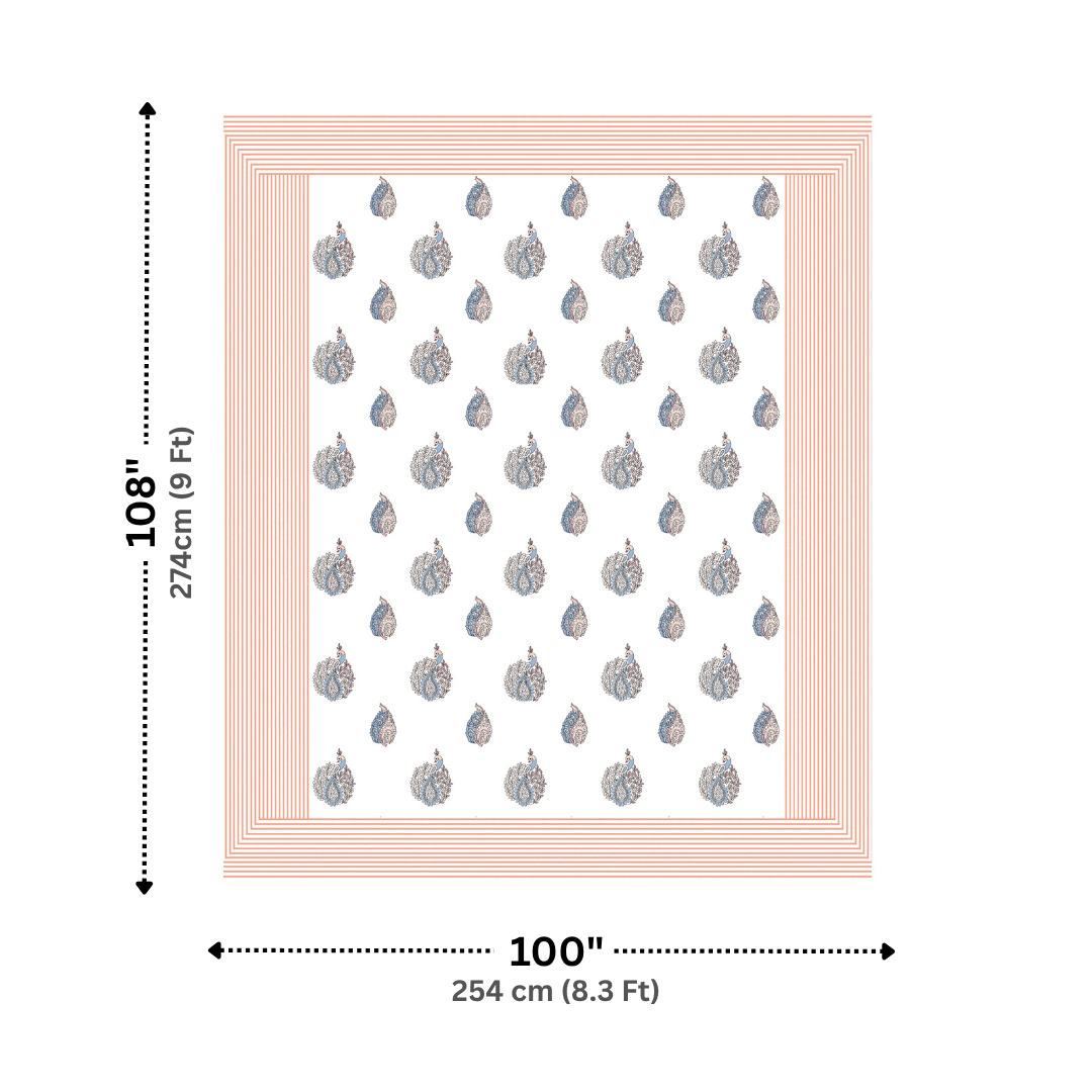 Nirvana Palms Crimson Peach Pure Cotton 300 TC King Size Bedsheet