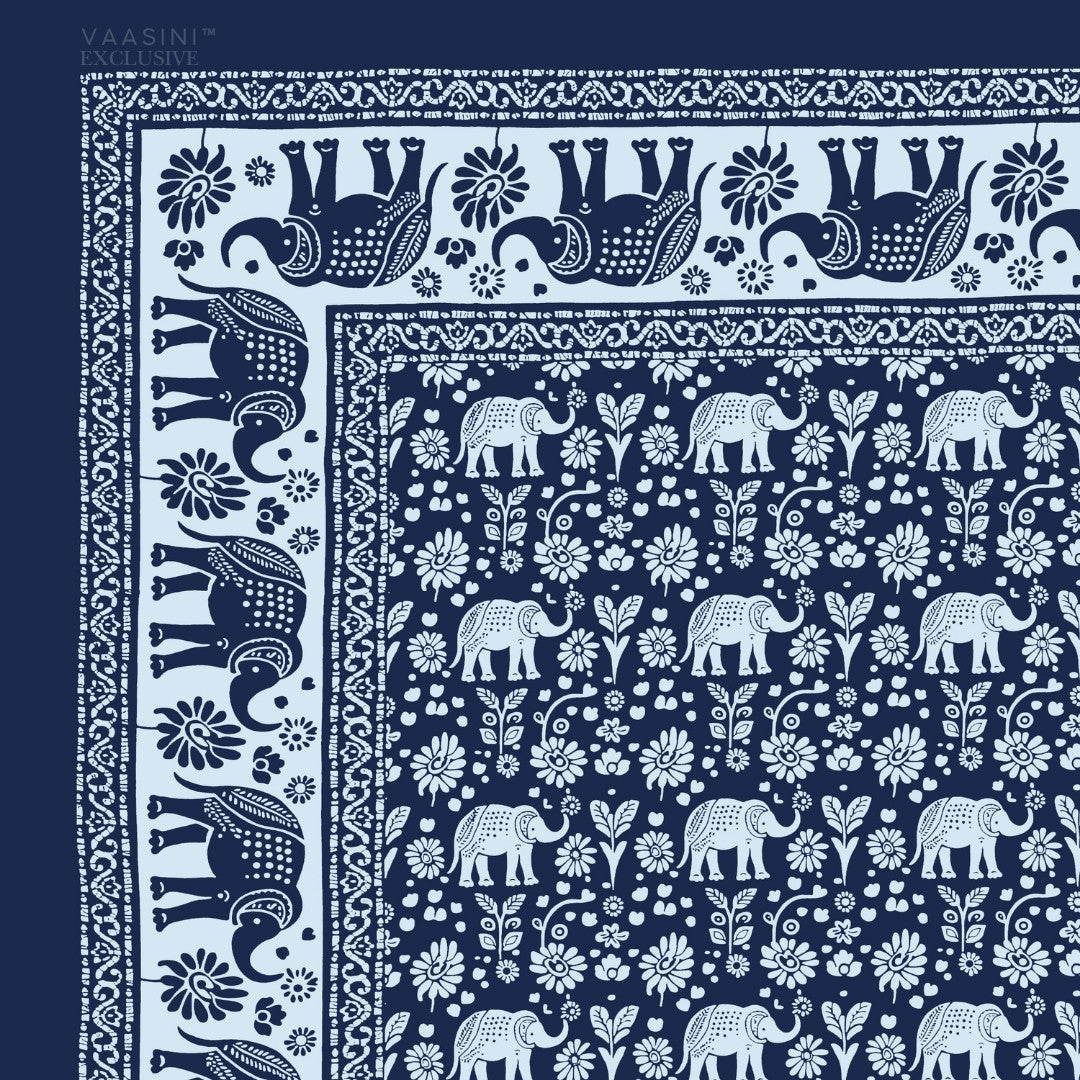 Gajraj Sacred Indigo Block Print King Size Bedsheet