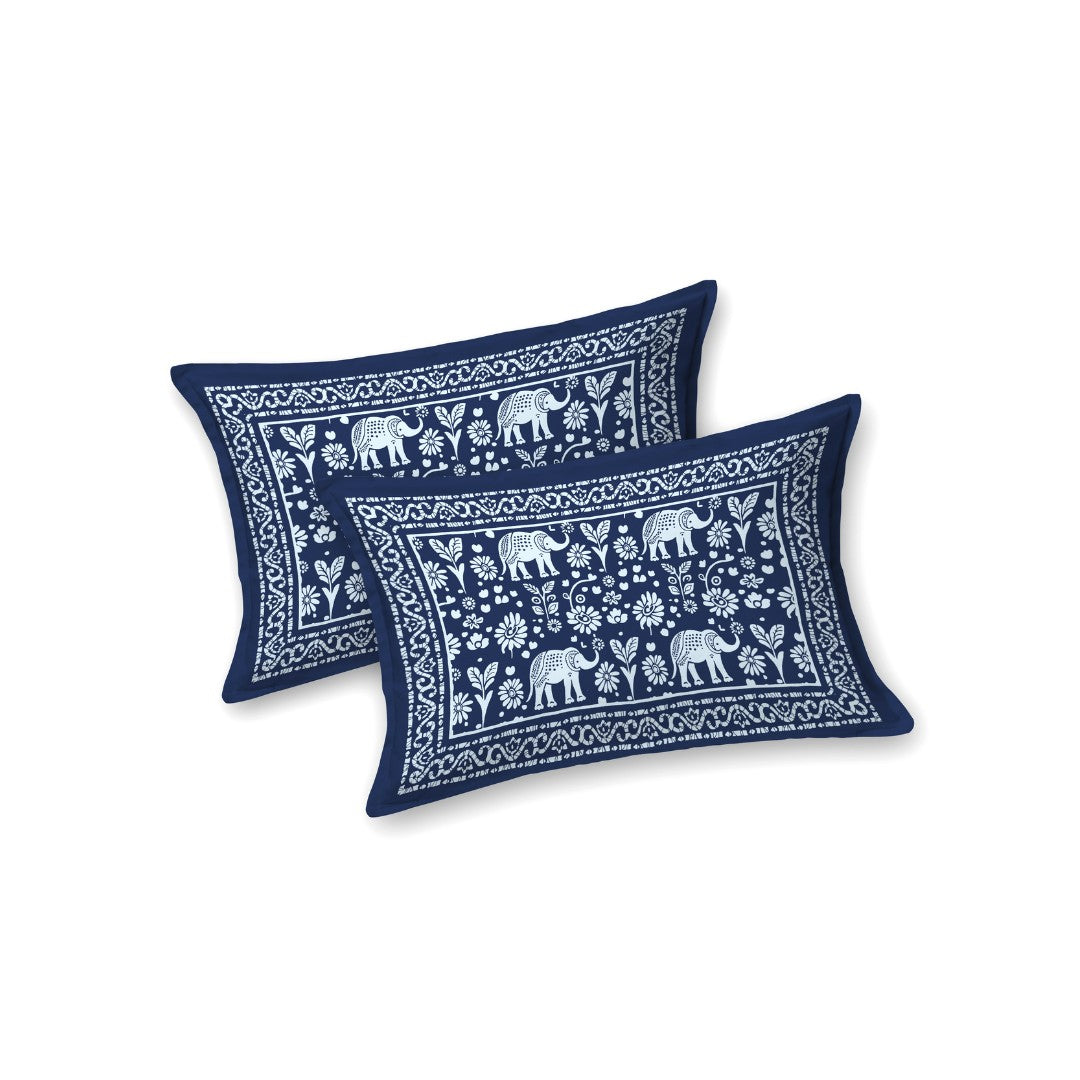 Gajraj Sacred Indigo Block Print King Size Bedsheet