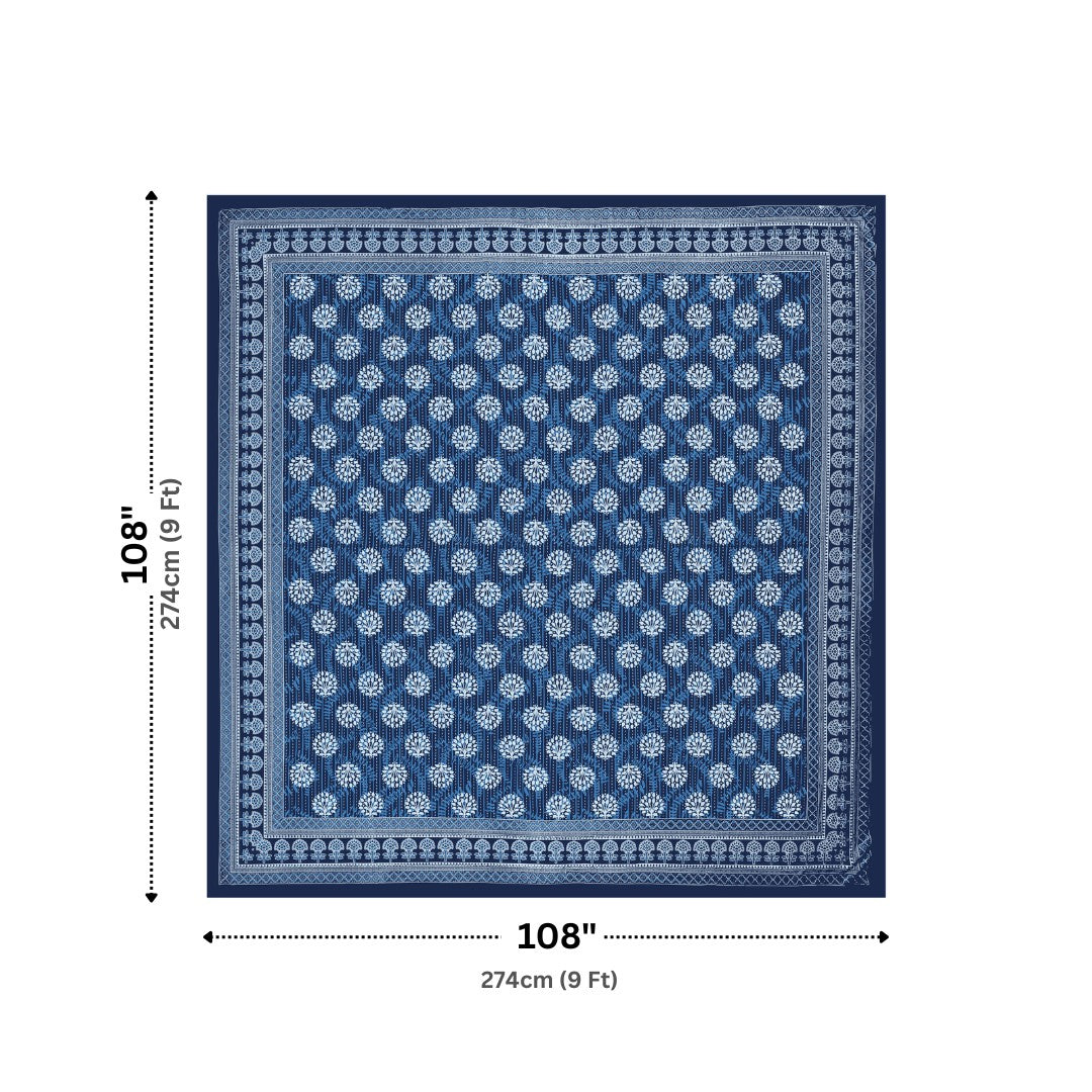 Kalpavriksha Indigo Traditional Block Print King Size Bedsheet