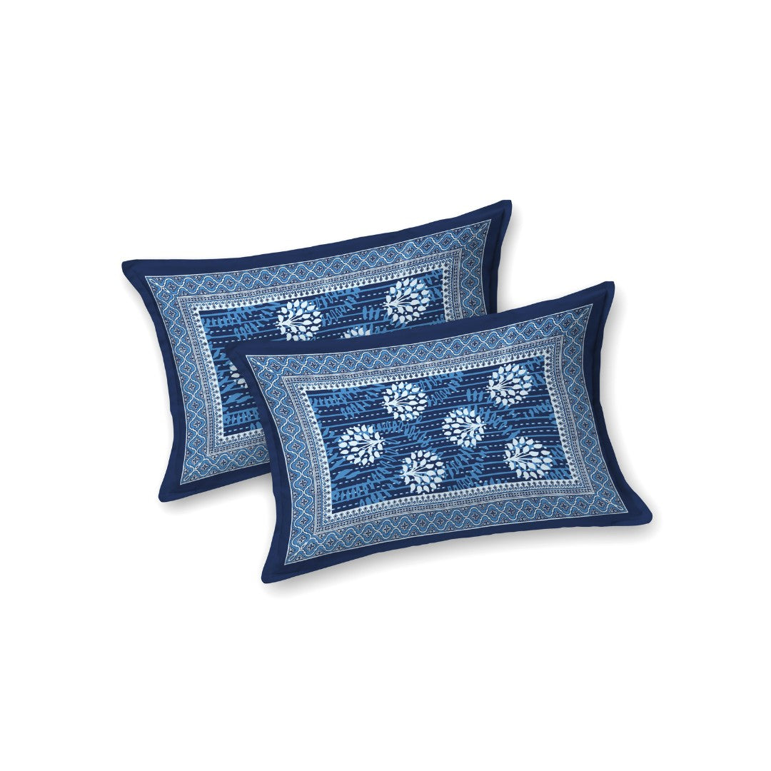 Kalpavriksha Indigo Traditional Block Print King Size Bedsheet