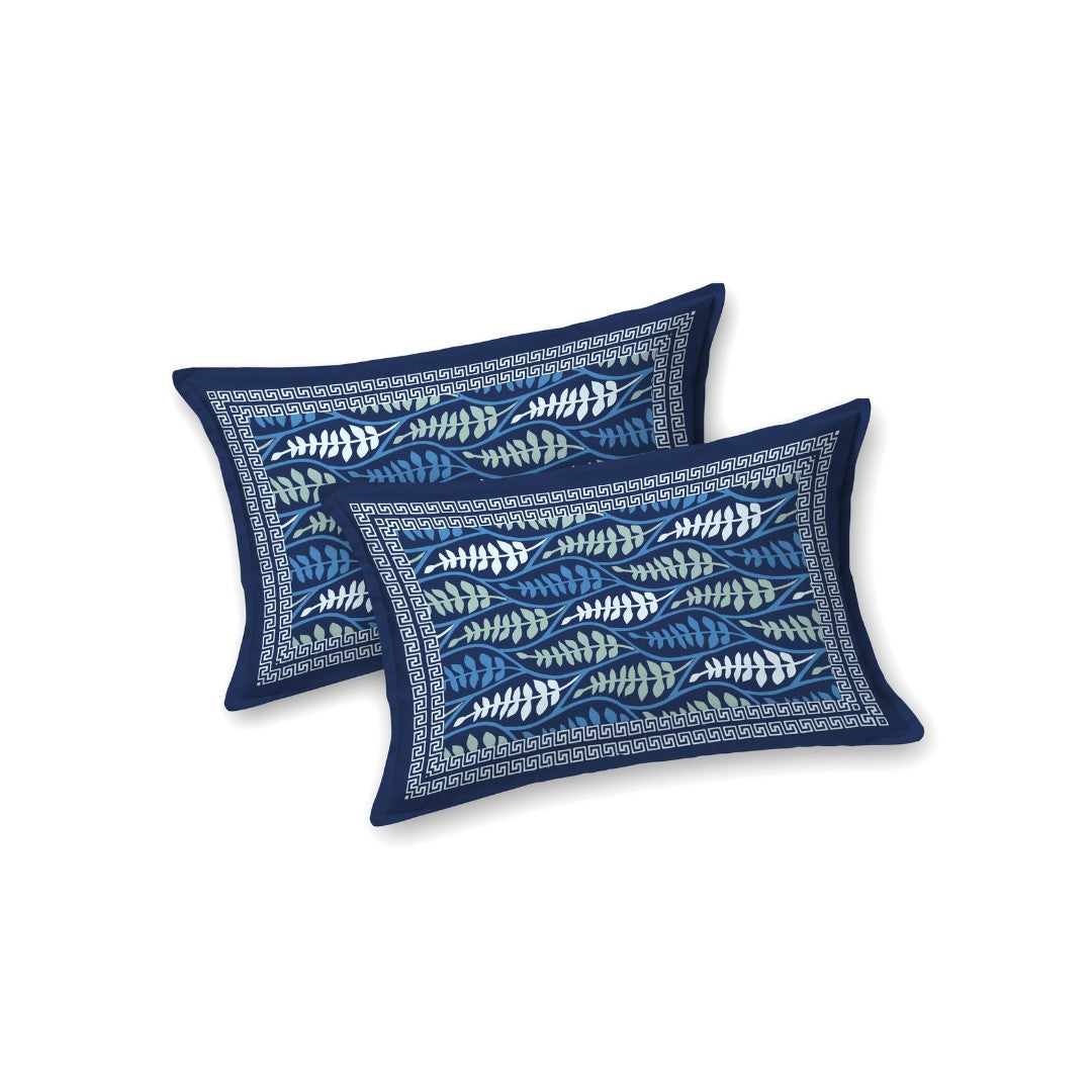 Vrindavan Leaf Lattice Indigo Print King Size Bedsheet