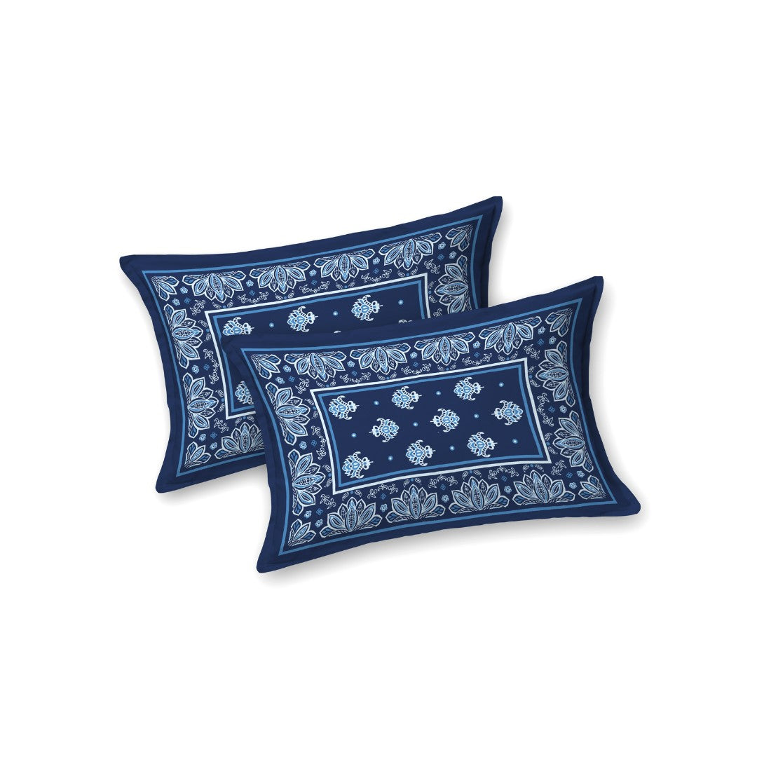 Padma Heritage Indigo Block Print King Size Bedsheet
