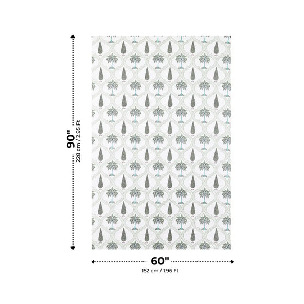 Sage Green Palm Tree and Cypress Geometric Arch Single Bedsheet