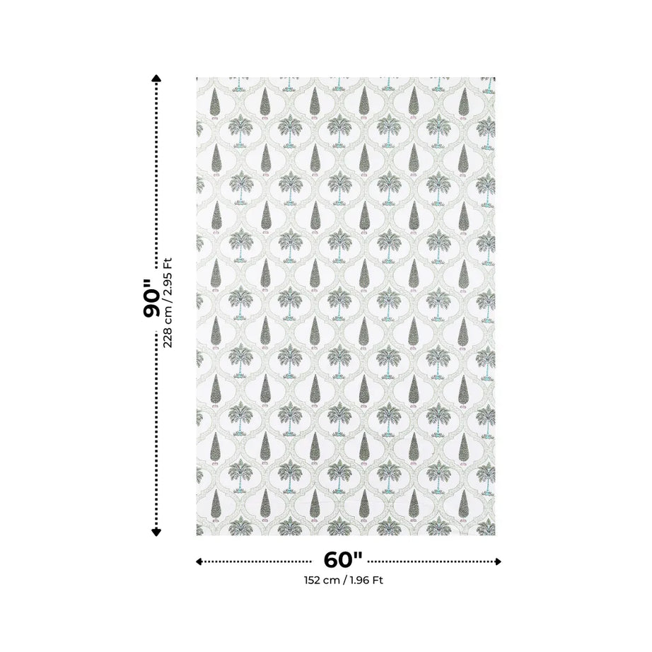 Sage Green Palm Tree and Cypress Geometric Arch Single Bedsheet