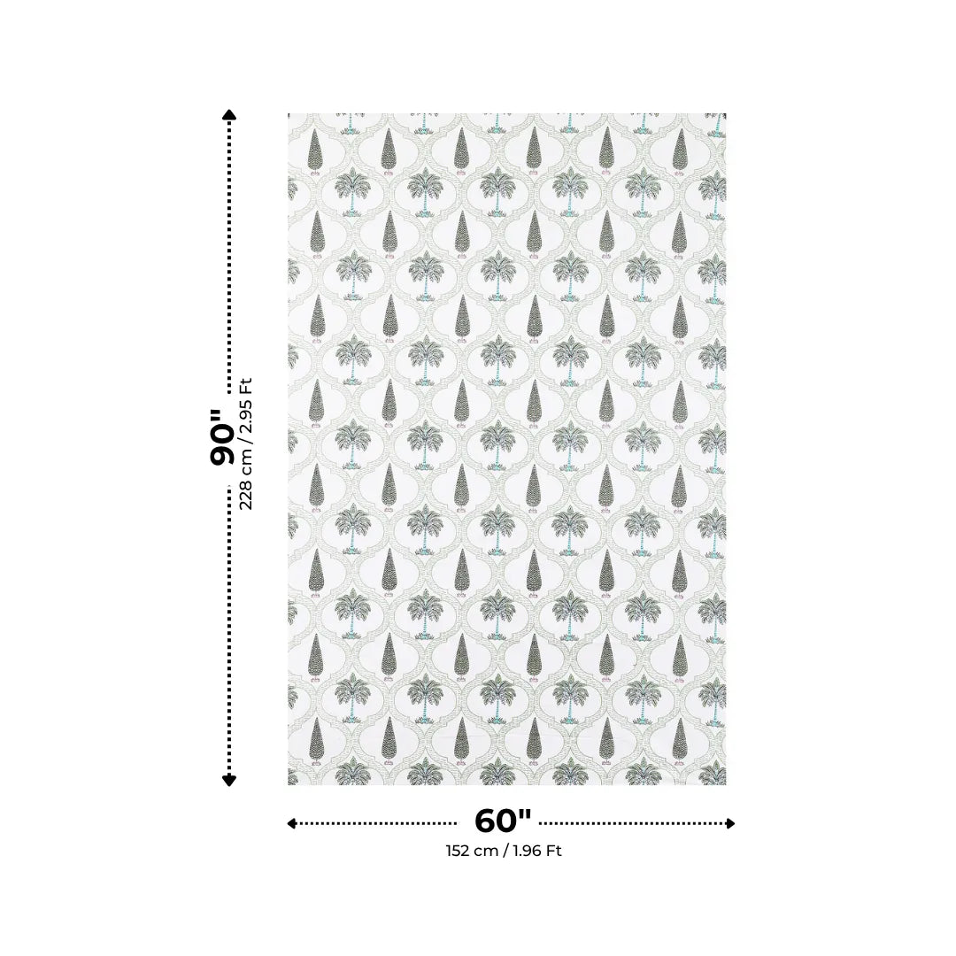 Sage Green Palm Tree and Cypress Geometric Arch Single Bedsheet