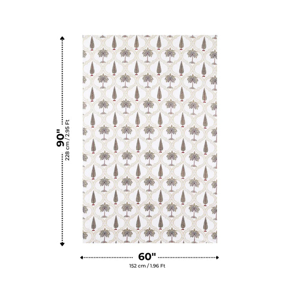 Earth Brass and Brown Palm Tree Traditional Block Print Single Bedsheet