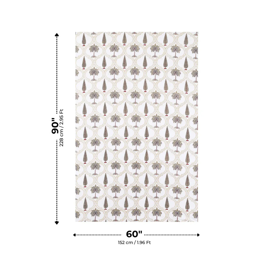 Earth Brass and Brown Palm Tree Traditional Block Print Single Bedsheet