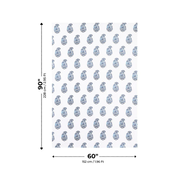 Ocean Blue Soft Buti Paisley Hand Block Print Single Bedsheet