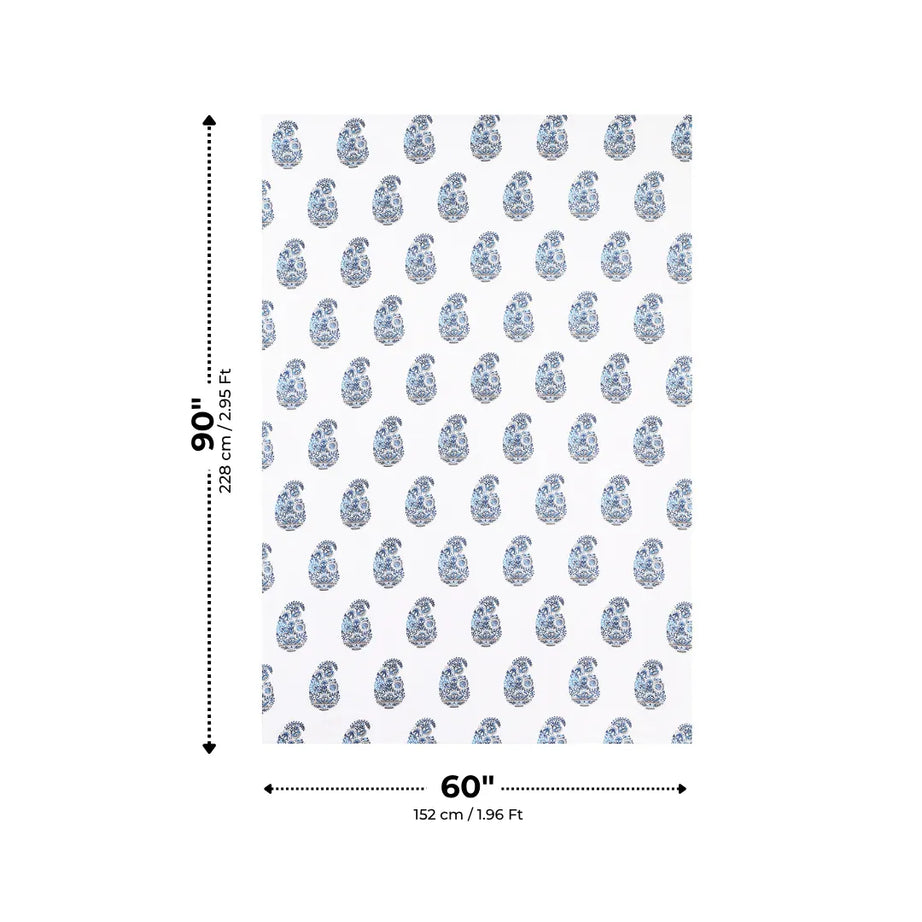 Ocean Blue Soft Buti Paisley Hand Block Print Single Bedsheet