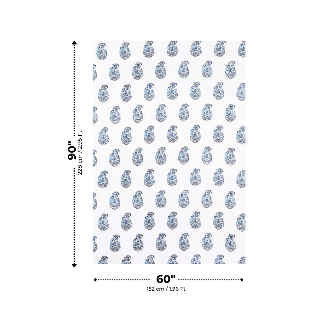 Ocean Blue Soft Buti Paisley Hand Block Print Single Bedsheet
