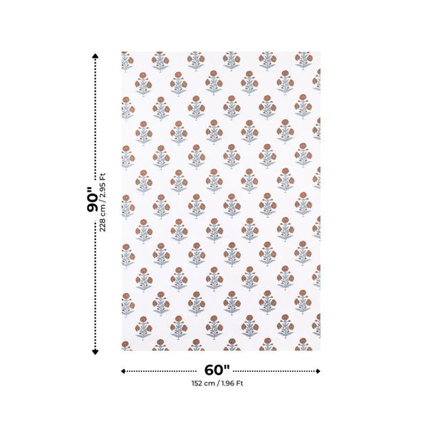 Rust Orange and Slate Blue Vintage Floral Stem Single Bedsheet