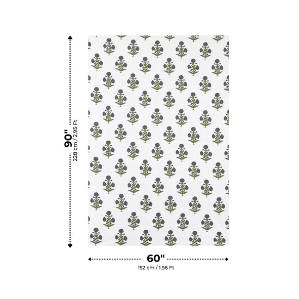 Indigo Blue Marigold Floral Buti Traditional Single Bedsheet