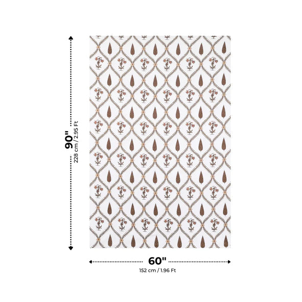 Earthy Terracotta and Brown Vine Net Block Print Single Bedsheet