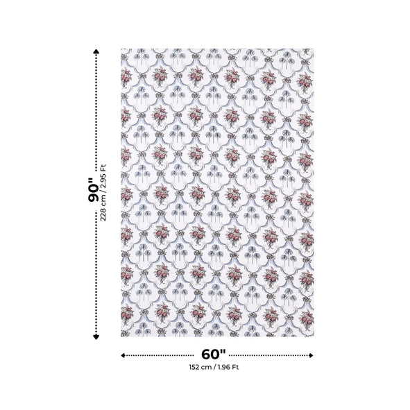Vintage Maroon Floral Cluster and Indigo Palm Net Single Bedsheet