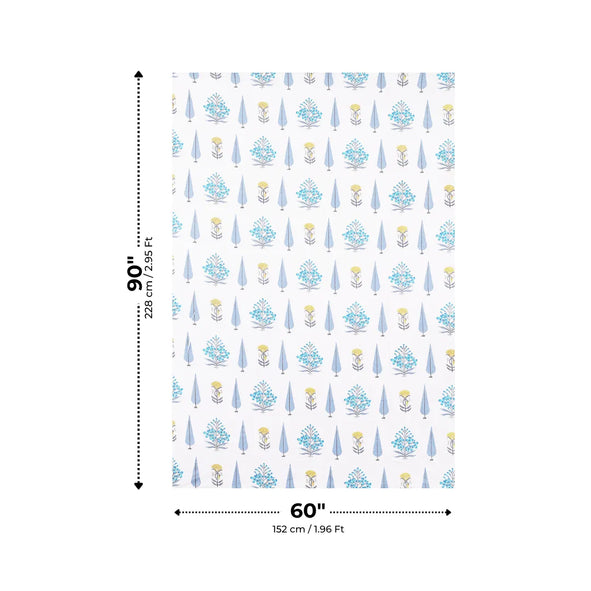 Classic Indigo Floral Cluster and Cobalt Cypress Tree Single Bedsheet