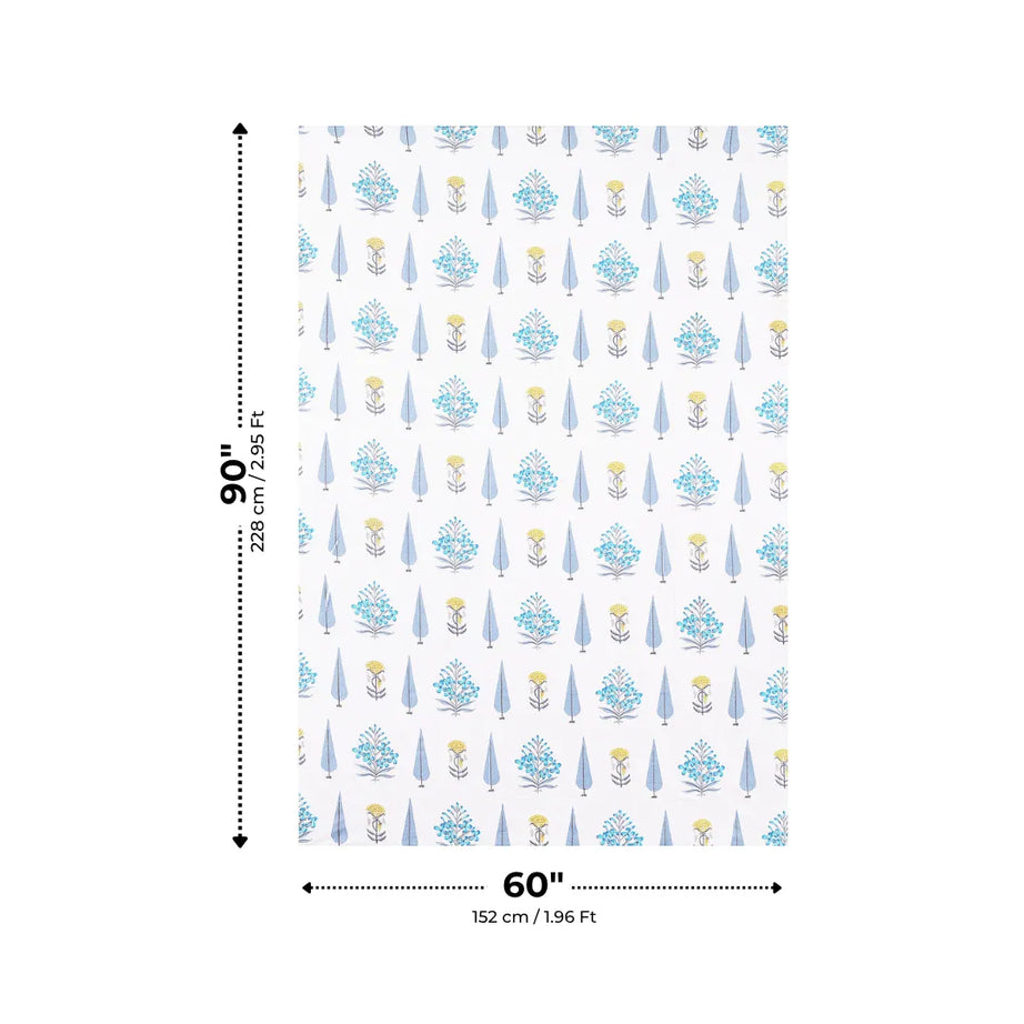 Classic Indigo Floral Cluster and Cobalt Cypress Tree Single Bedsheet