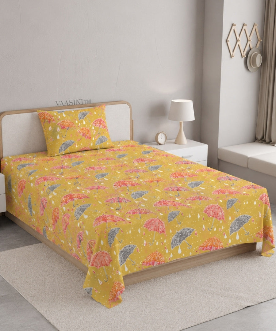 Monsoon Magic Umbrella Sunshine Yellow Bedsheet
