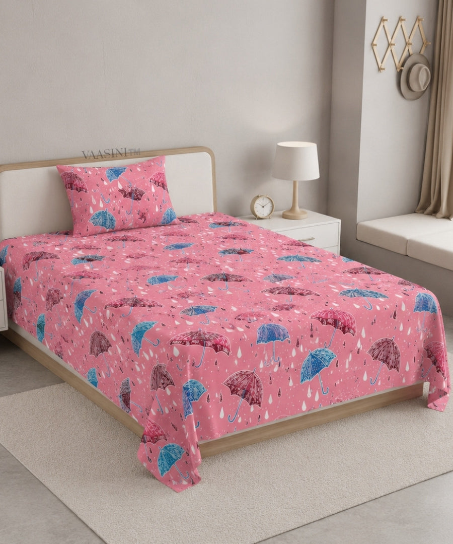 Monsoon Magic Umbrella Candy Pink Bedsheet
