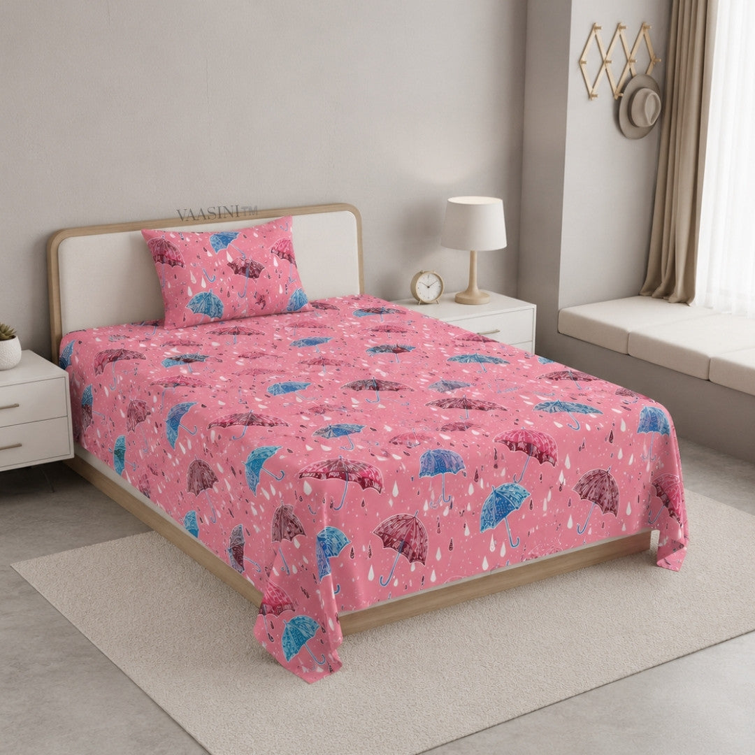 Monsoon Magic Umbrella Candy Pink Bedsheet