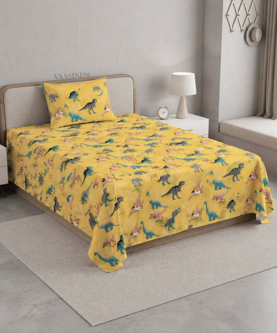 Dino Roar Plush Yellow Kids Bedsheet
