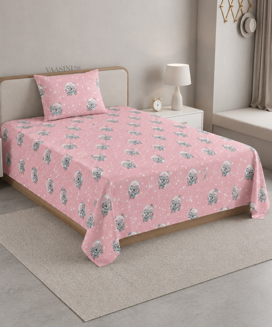 Space Astronaut Blush Pink Kids Bedsheet
