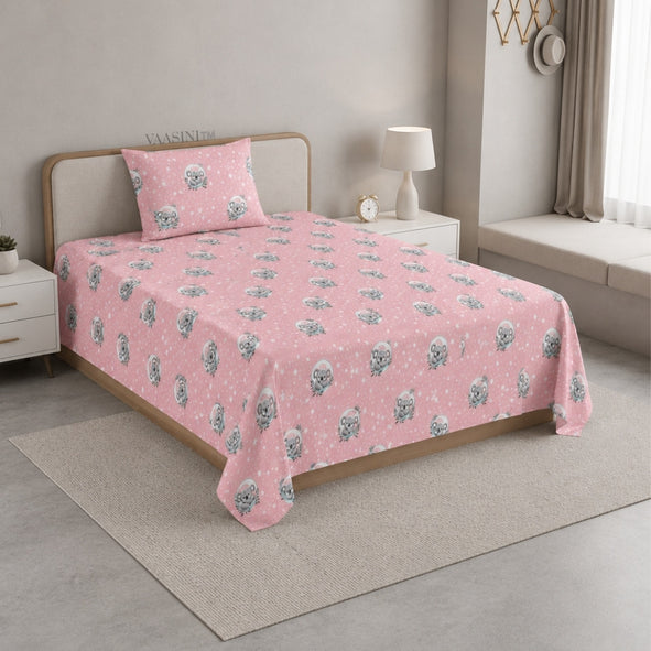 Space Astronaut Blush Pink Kids Bedsheet