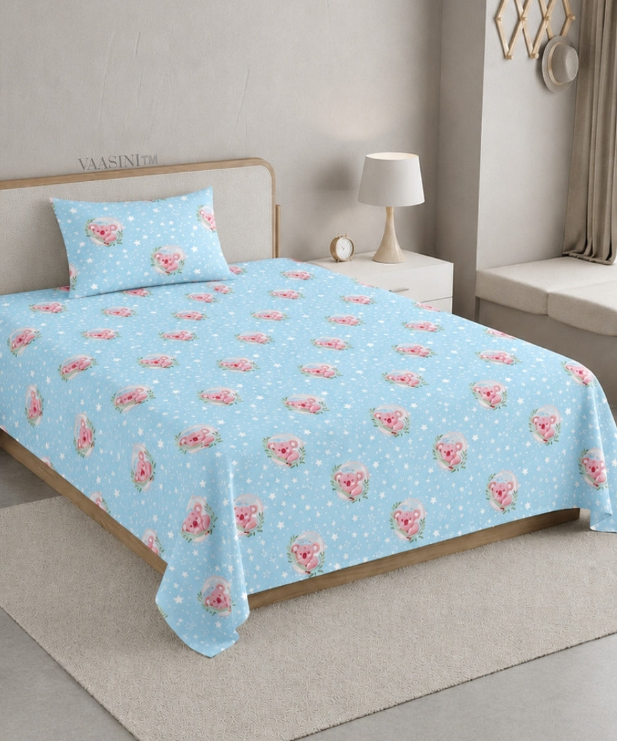 Space Astronaut Sky Blue Kids Bedsheet