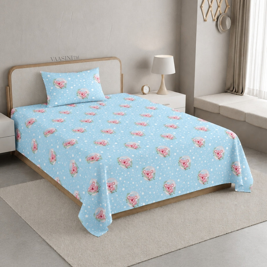 Space Astronaut Sky Blue Kids Bedsheet