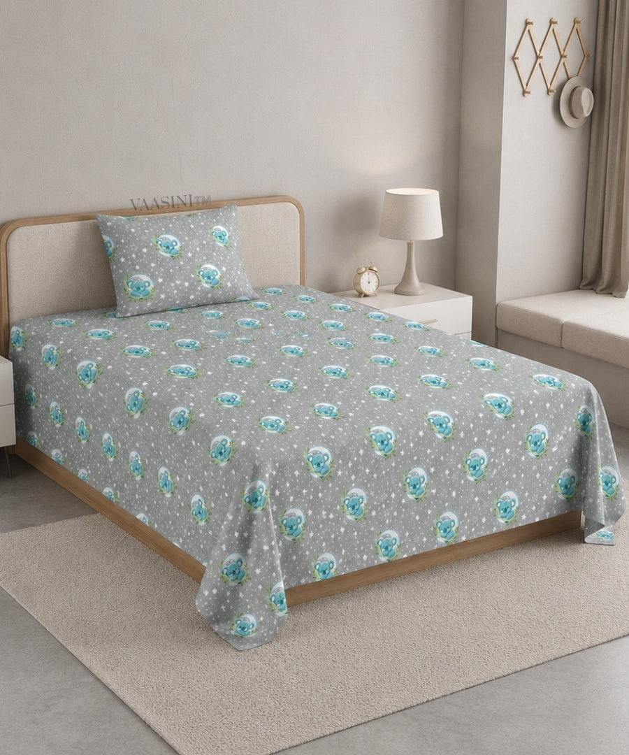 Space Astronaut Pale Grey Kids Bedsheet